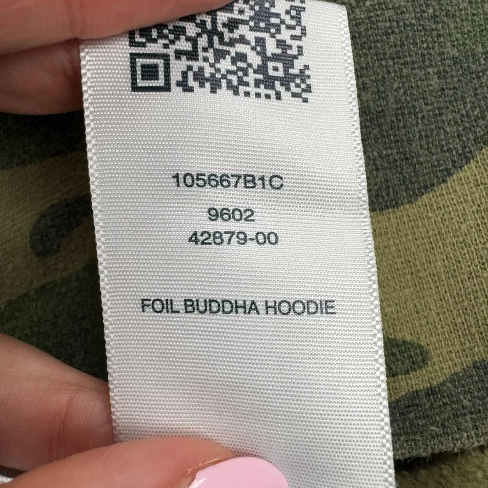 True Religion Hoodie Mens Small Green Camo Pullover Sweatshirt Buddha Logo